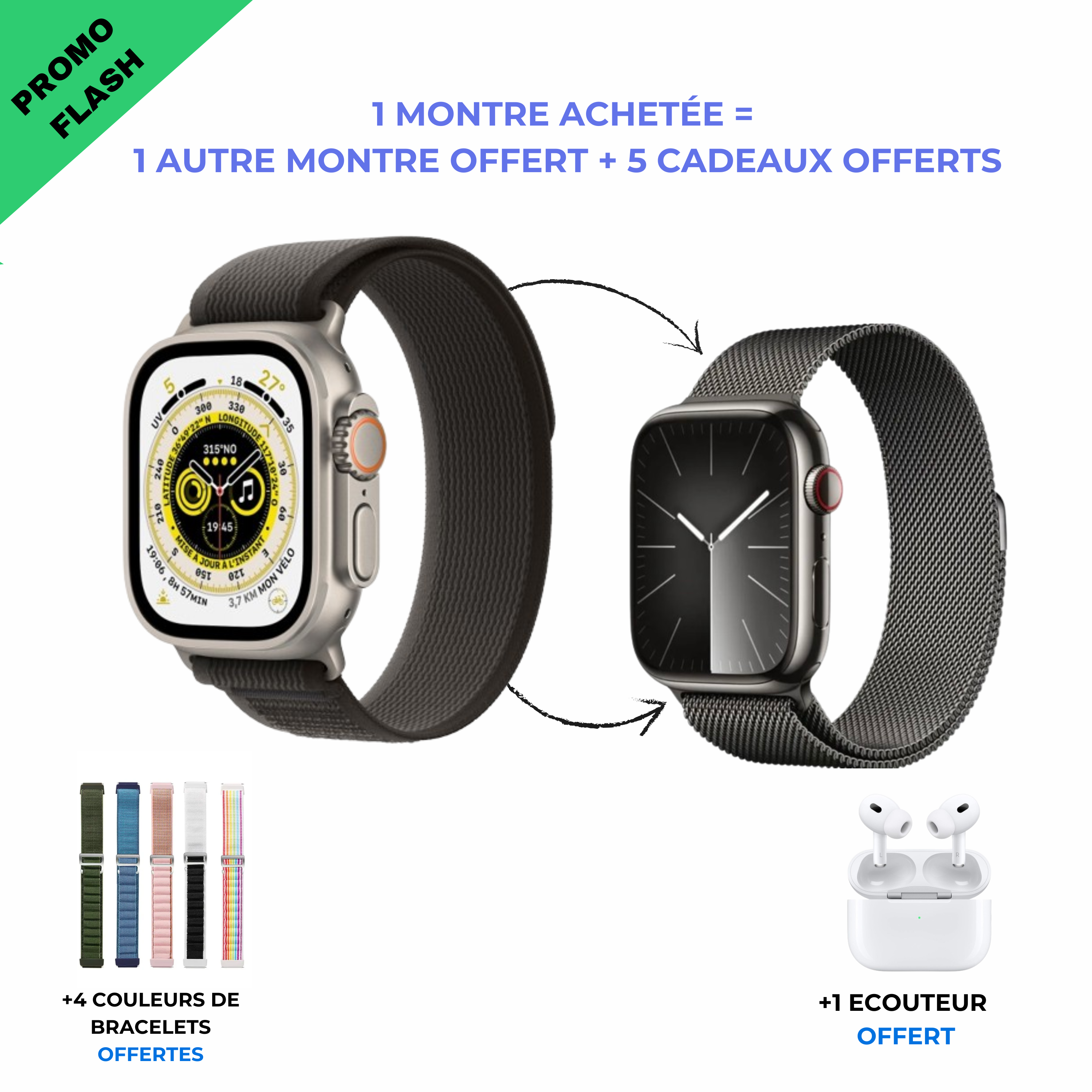 Montre intelligente CIV( 1 montre acheté = 1 offerte + 2 cadeaux offert )