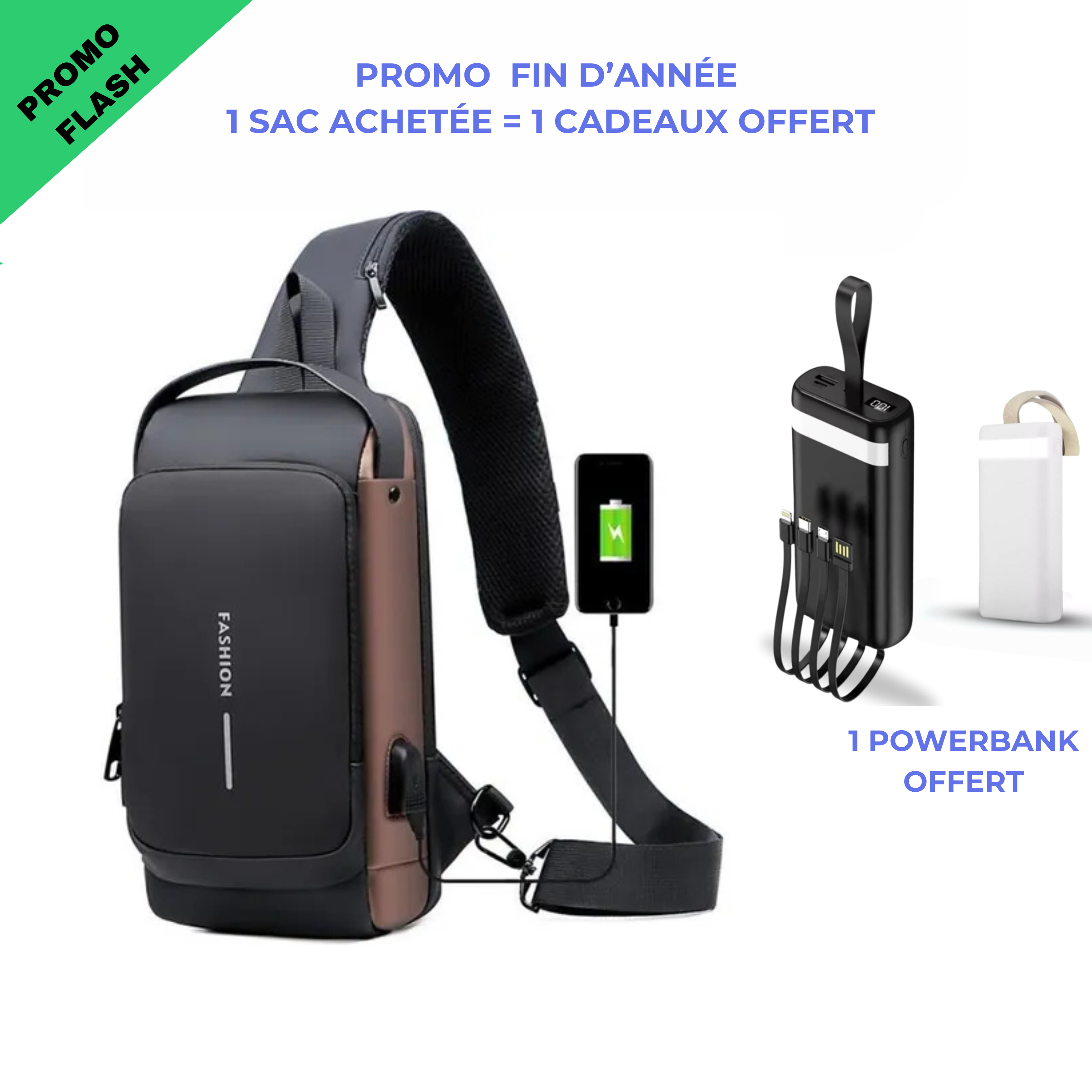 sac bandouliere rechargeable CIV + Powerbank 40000mah (Copie)
