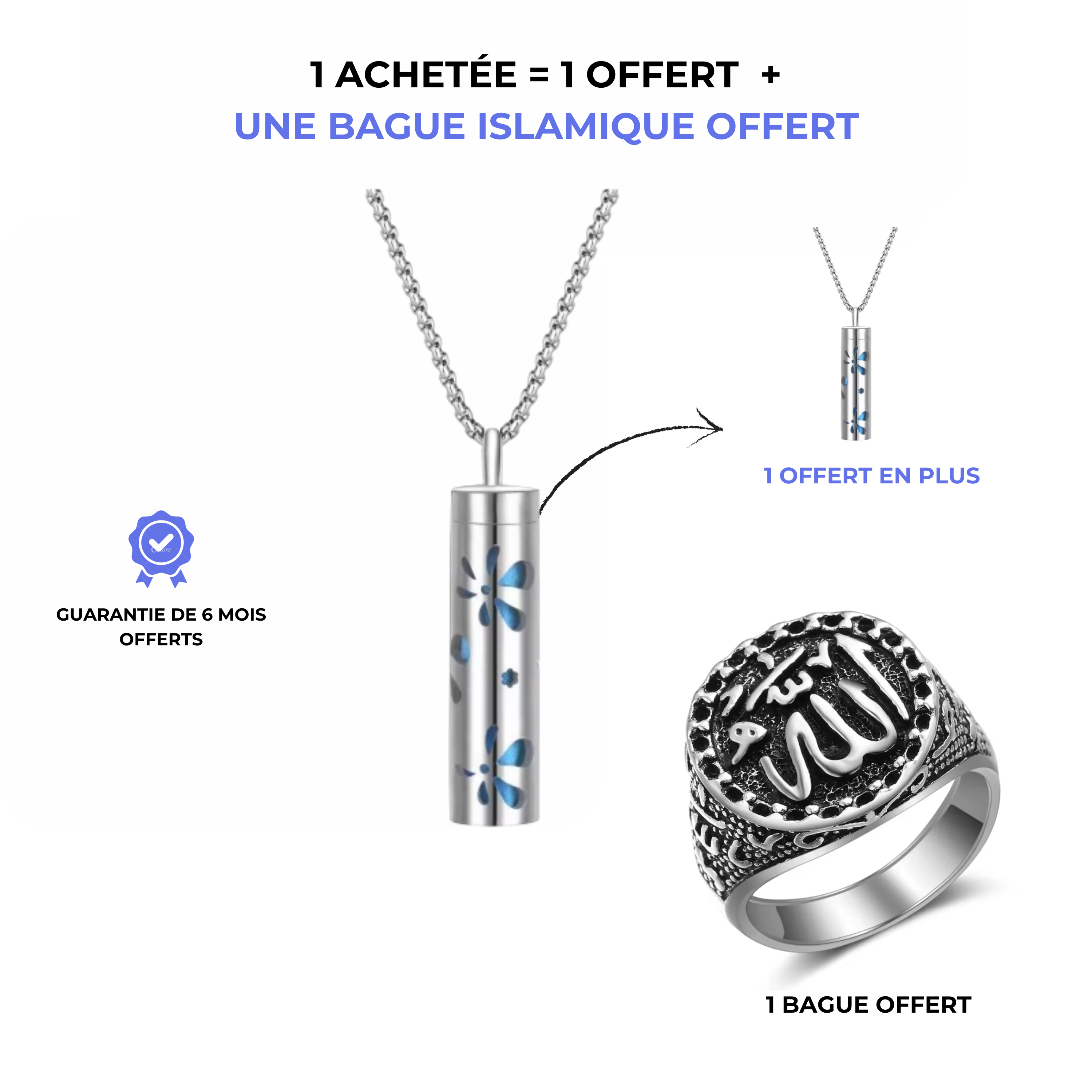 Pendentif parfumé bijoux + une bague islamique SENEG ( 1 achetée = 1 offert )