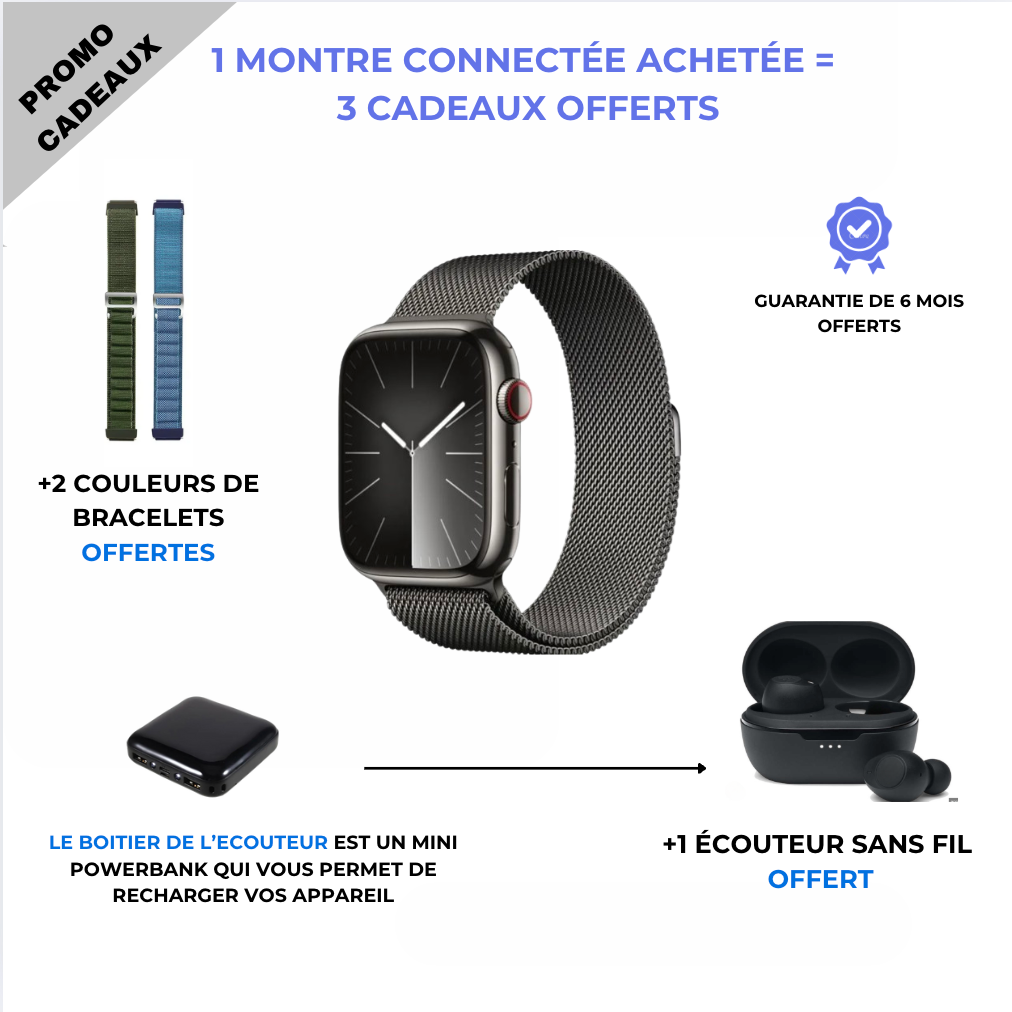 Smartwatch MALI(1 Achetée = 2 Couleurs OFFERTES)