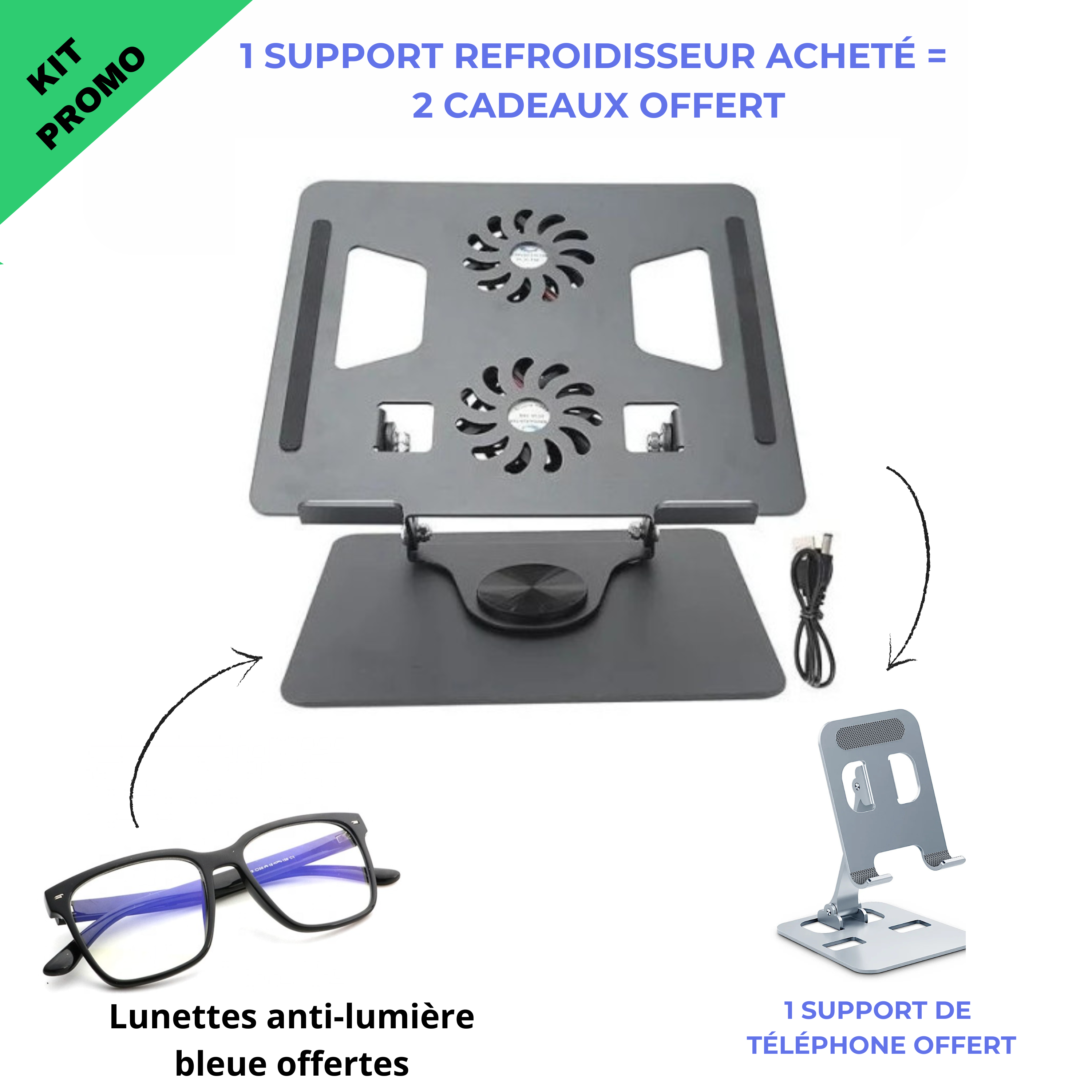 Support ordinateur avec refroidissement BENIN + lunette photochromique
