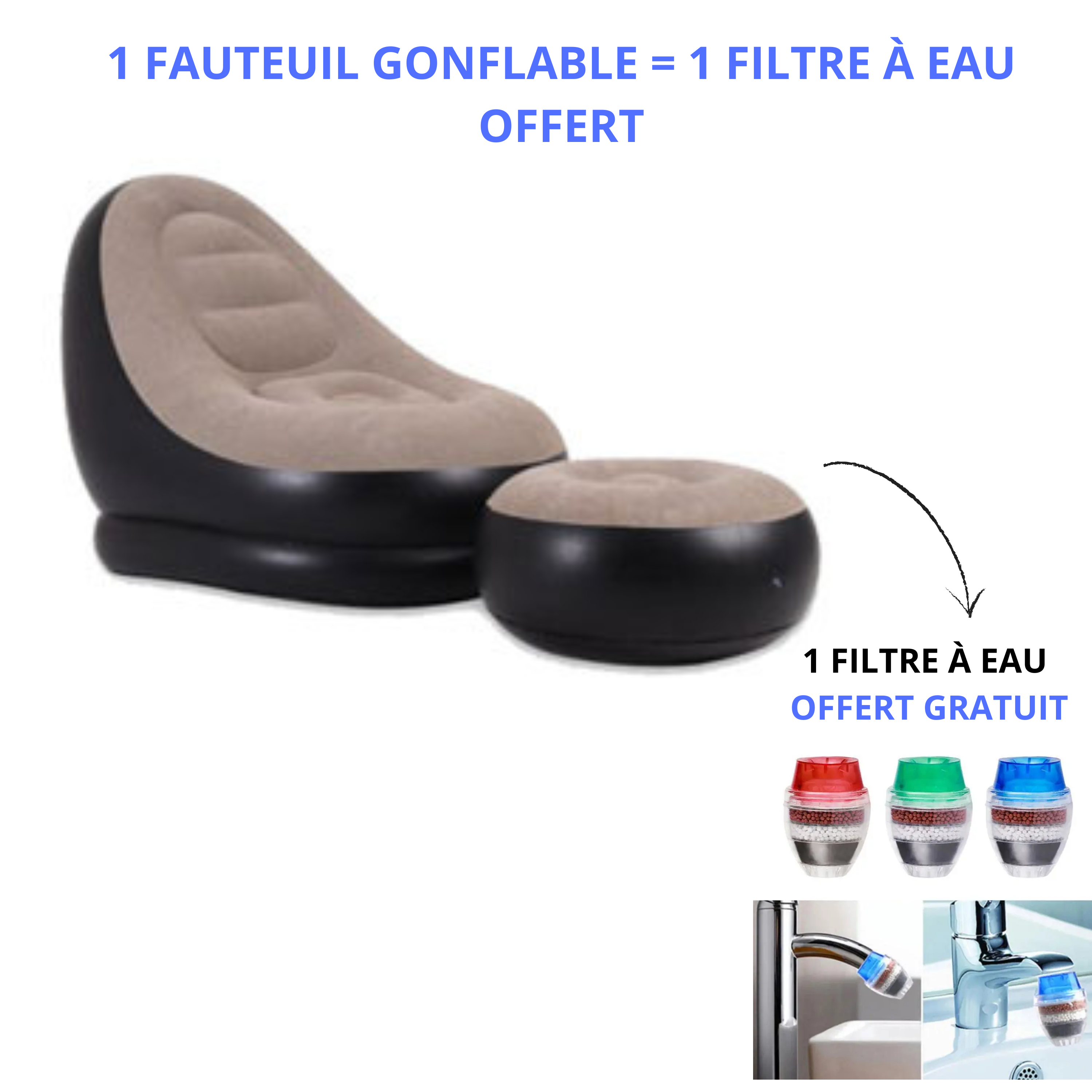 Fauteuil gonflable MALI + Filtre à eau OFFERT