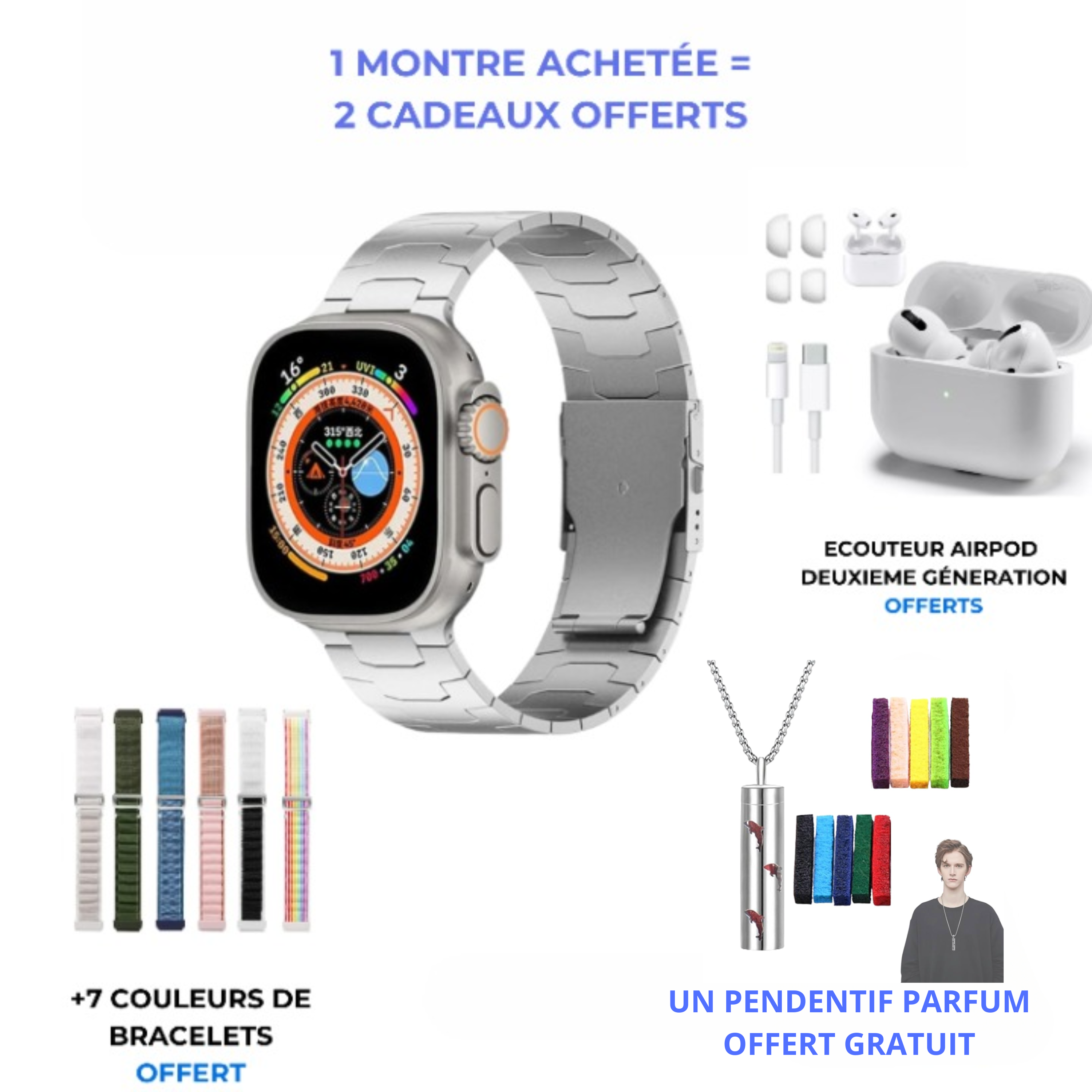 La smartwatch UKLTRA new + pendentif parfumer BENIN
